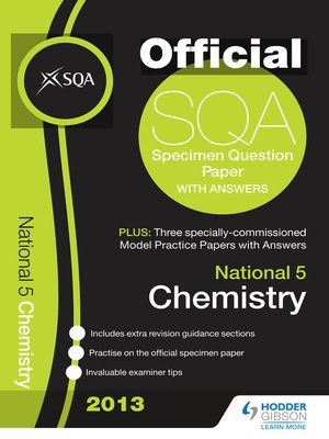 cover image of SQA Specimen Paper 2013 National 5 Chemistry